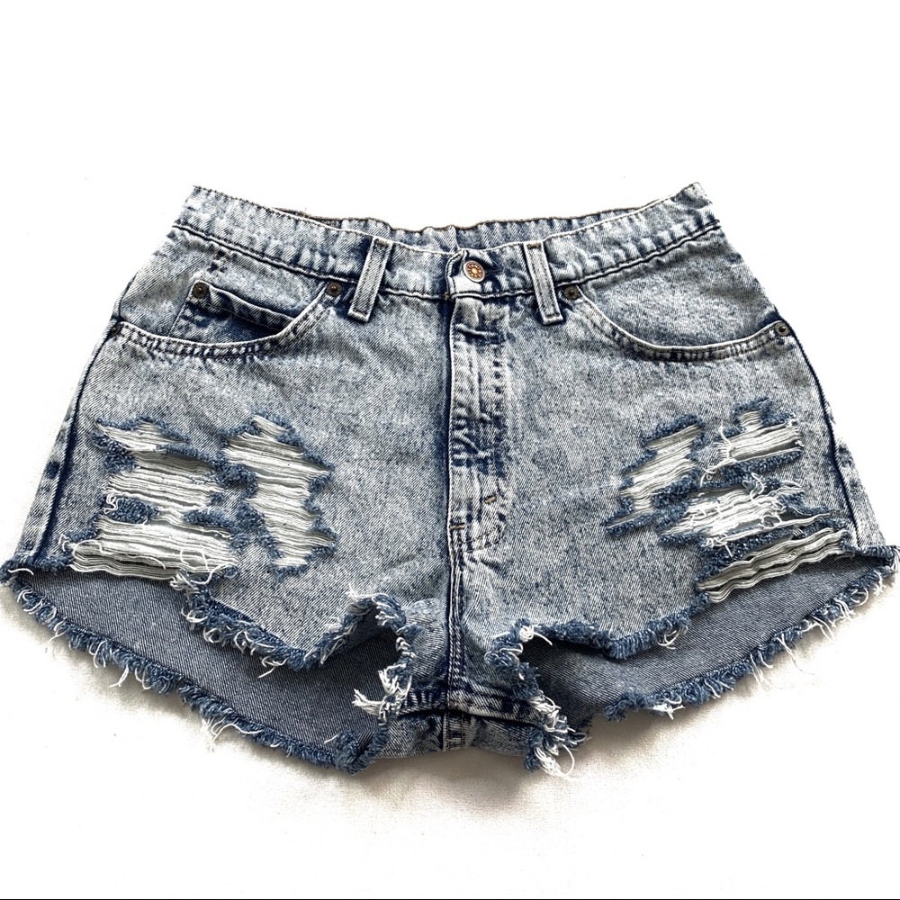 BRITTANIA Cutoffs Waist 30-31 Hand-Distressed 36RE